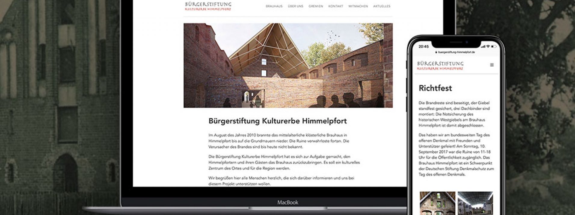 Vorschau des Referenzprojekts „Bürgerstiftung Kulturerbe Himmelpfort“ der Berliner Werbeagentur und Internetagentur Dive Designs
